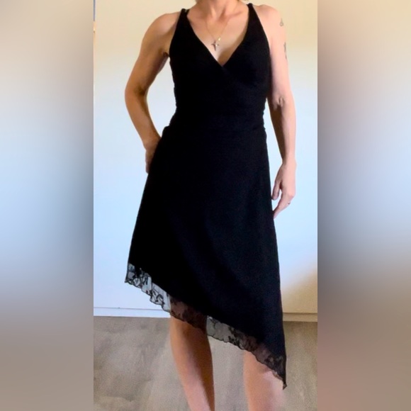 Connected Apparel Sleeveless Asymmetrical Little Black Dress - Picture 1 of 9